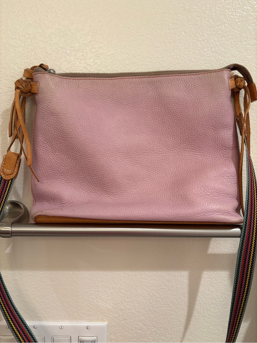 Consuela | Leather Crossbody with Striped Strap - Picture 3 of 17